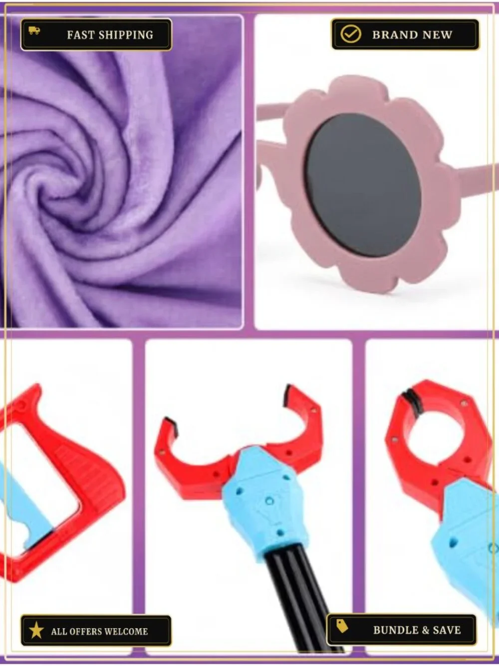 Kids Dog Granny Costume Set 4 Pc Blanket Sunglasses Grabber Pretend Play